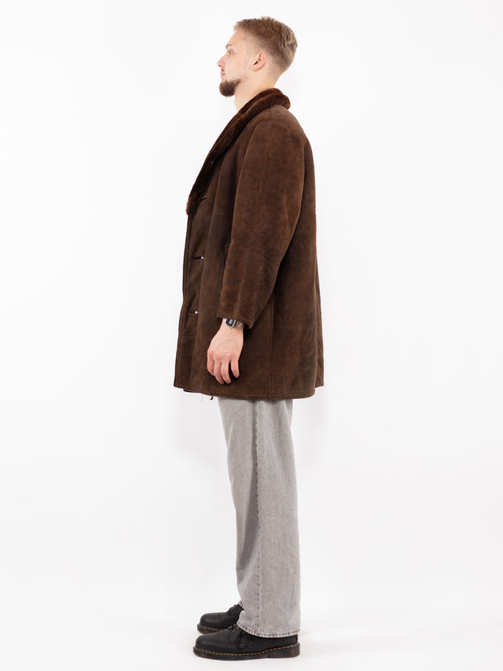 Vintage 70's Men Sheepskin Coat in BrownZ2538