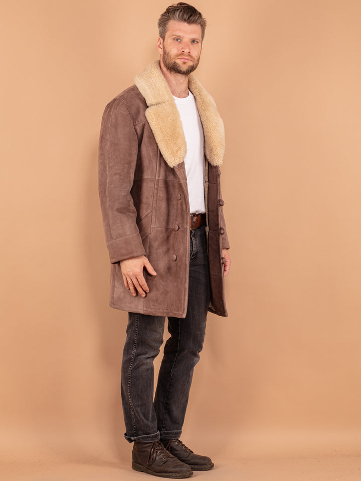 Vintage 70's Men Sheepskin Coat in Brown