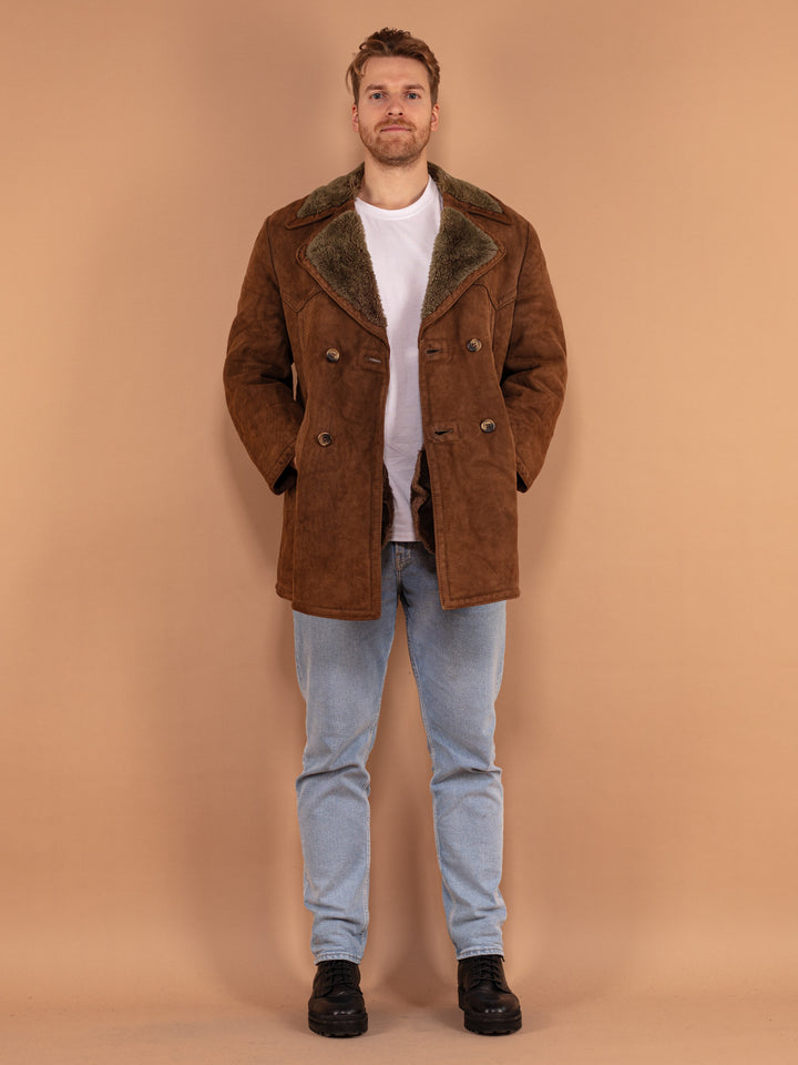 Vintage 70's Men Sheepskin Coat in Brown