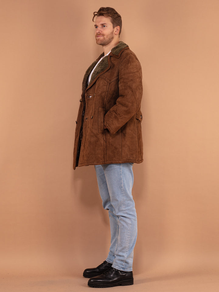 Vintage 70's Men Sheepskin Coat in Brown