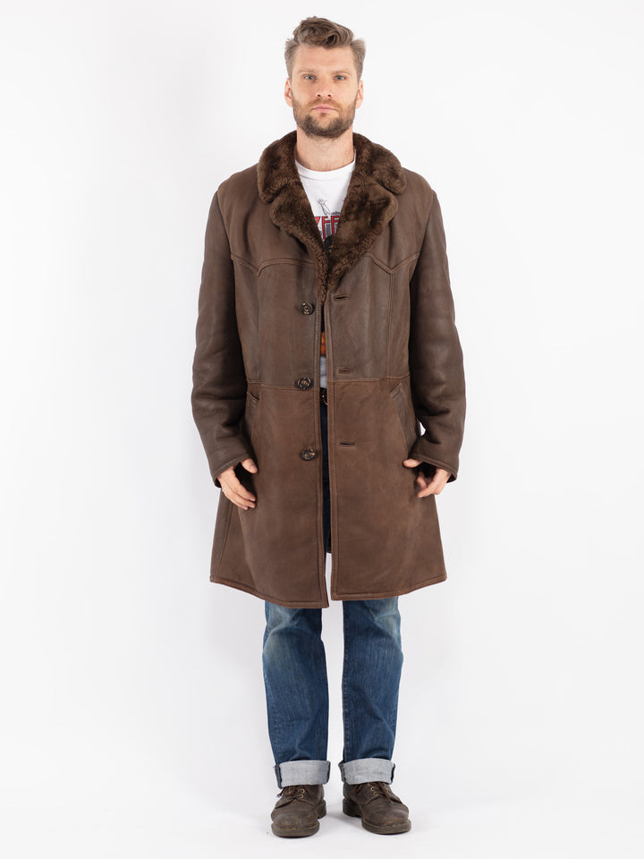 Vintage 70's Men Sheepskin Coat in Brown