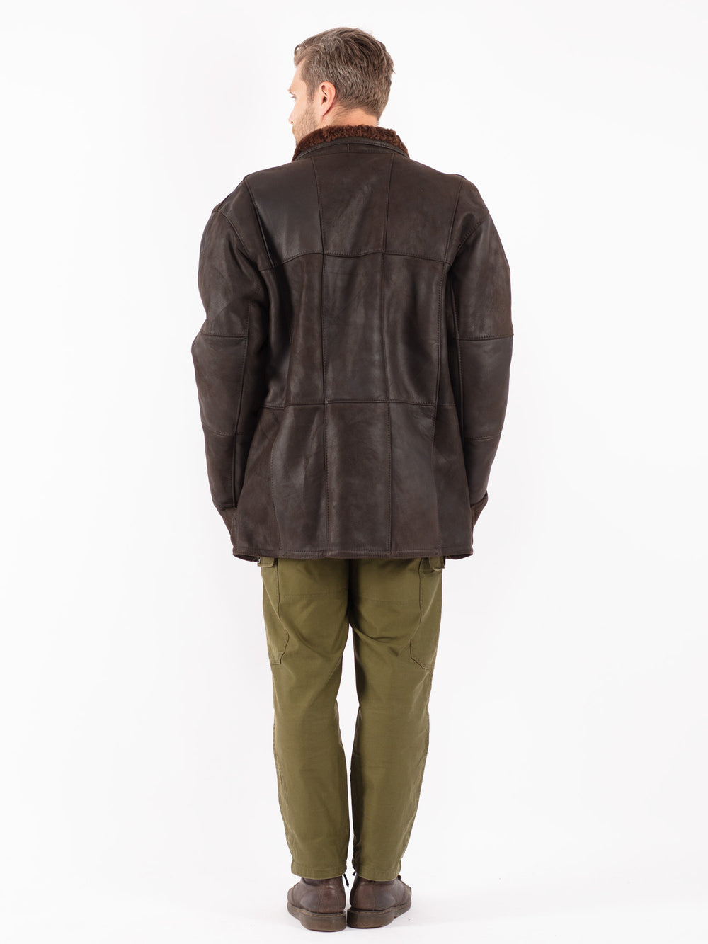 Vintage 70's Men Sheepskin Coat in Black