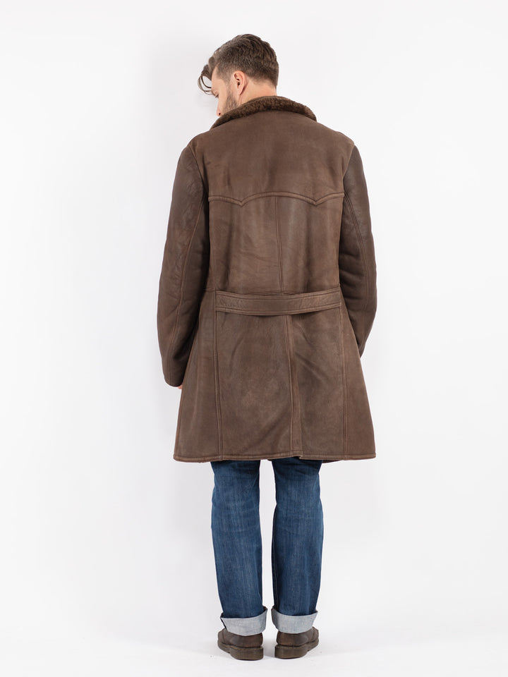 Vintage 70's Men Sheepskin Coat in Brown