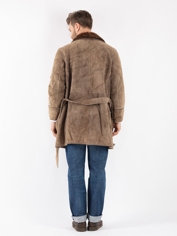 Vintage 70's Men Sheepskin Coat in Beige