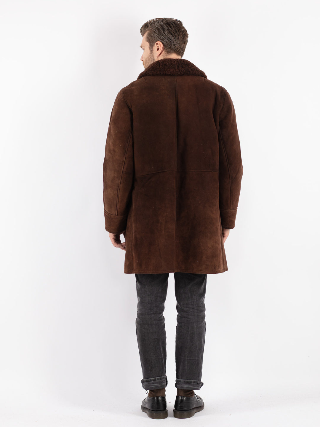 Vintage 70's Men Sheepskin Coat in Brown