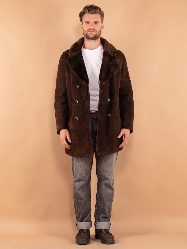Vintage 70's Men Sheepskin Coat in Brown