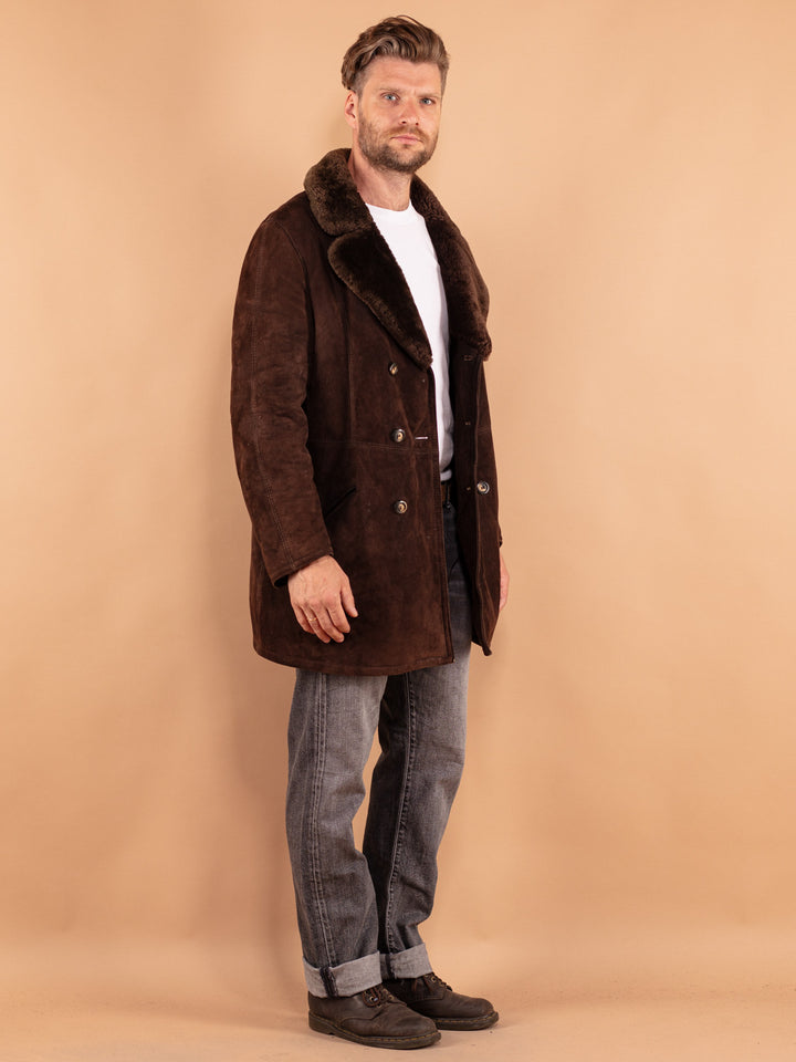 Vintage 70's Men Sheepskin Coat in Brown