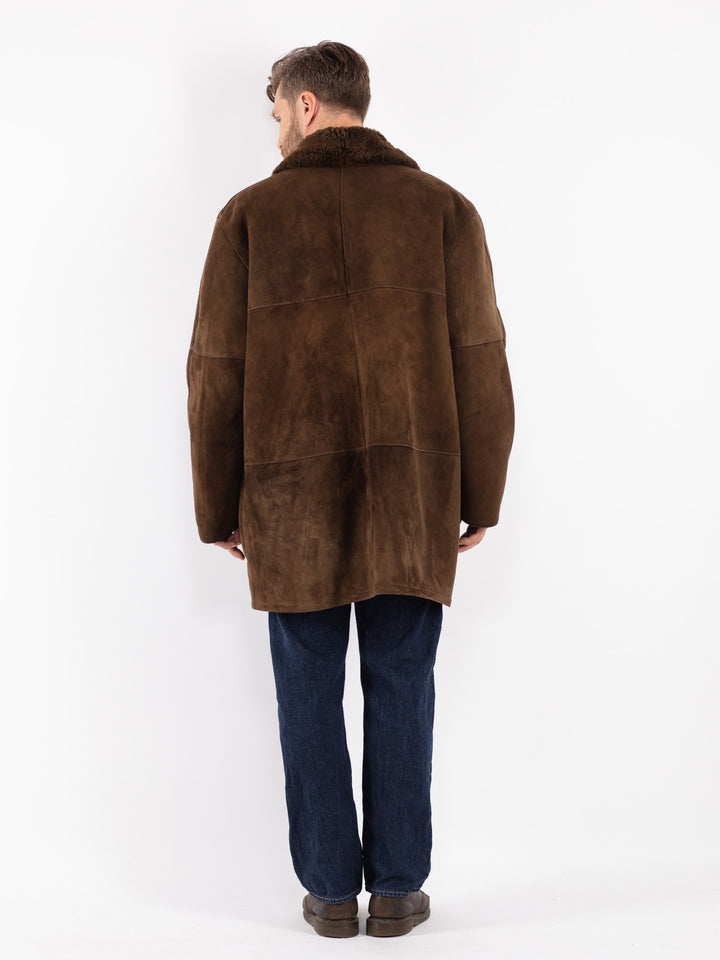 Vintage 70's Men Sheepskin Coat in Brown
