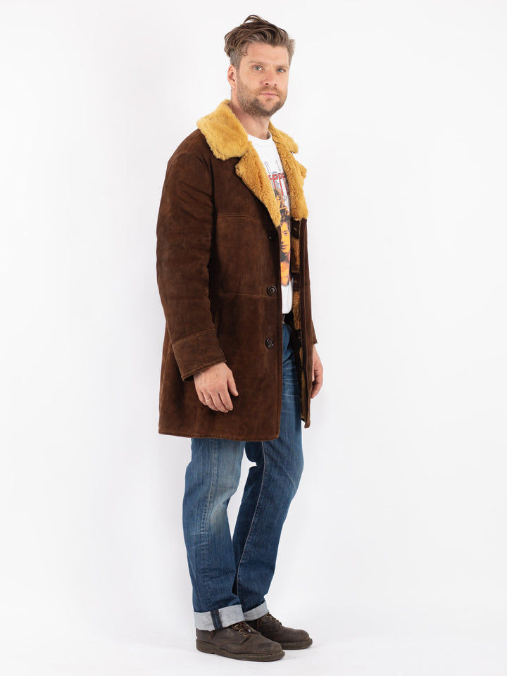 Vintage 70's Men Sheepskin Coat in Brown