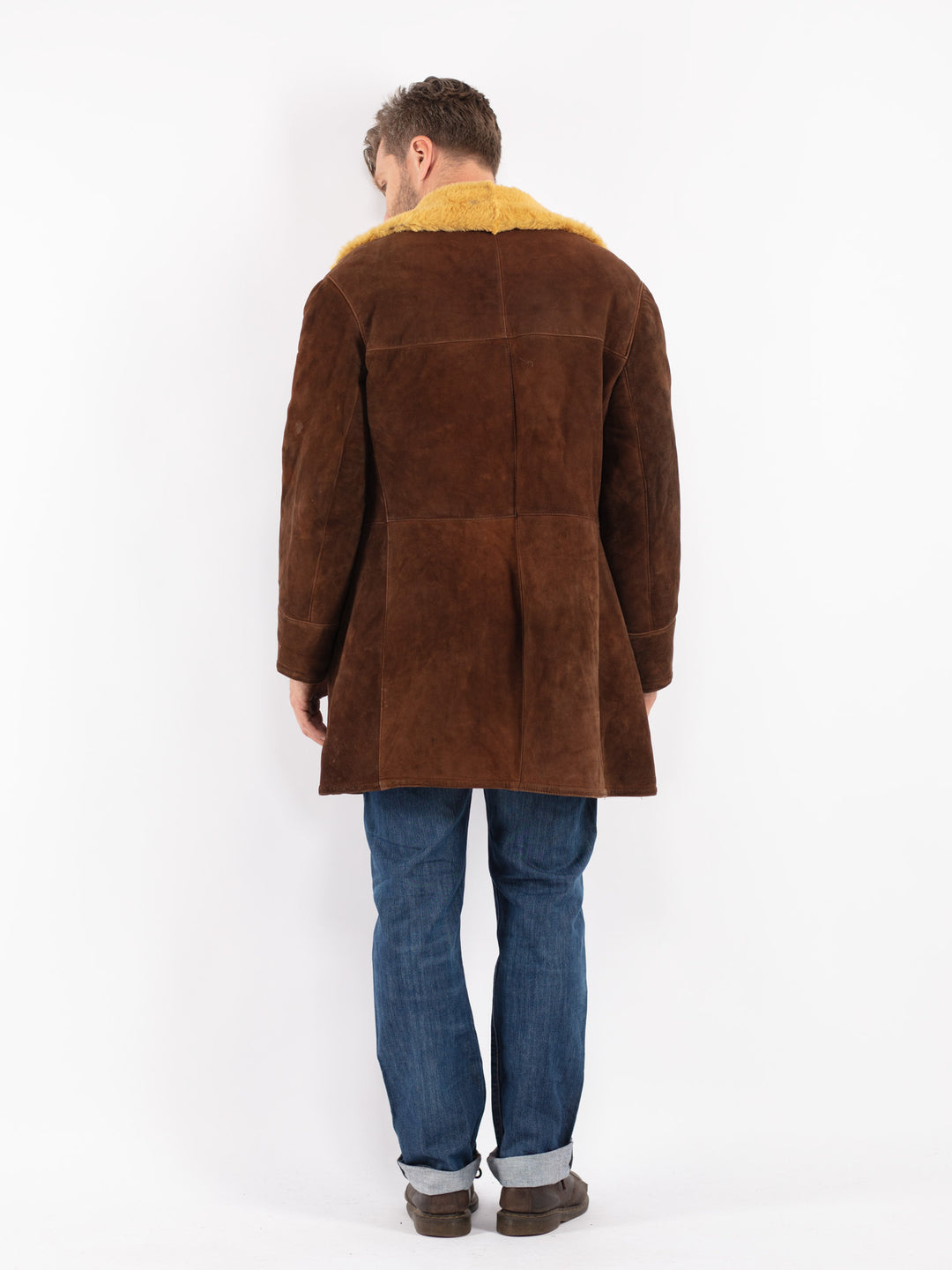 Vintage 70's Men Sheepskin Coat in Brown
