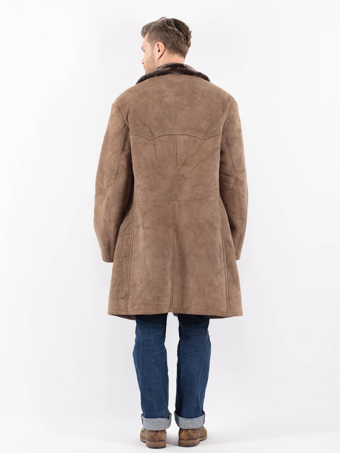 Vintage 70's Men Sheepskin Coat in BeigeZ1582