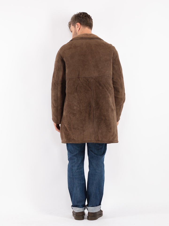 Vintage Men Sheepskin Coat in Beige