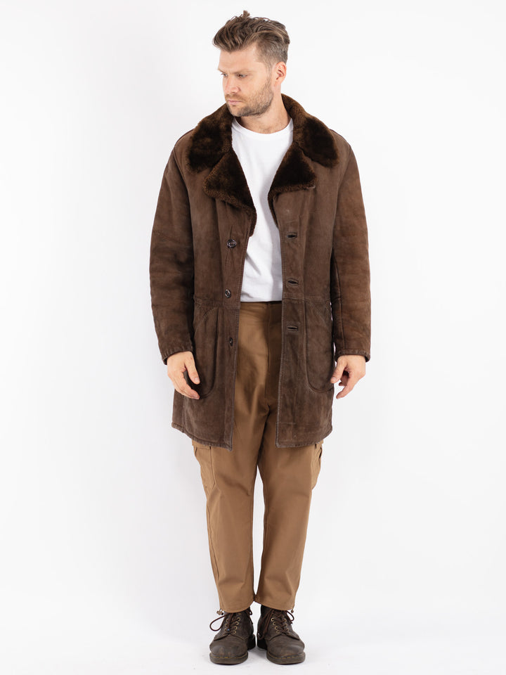 Vintage 70's Men Sheepskin Coat in Brown