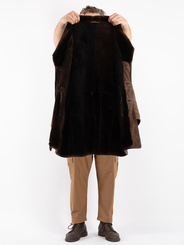 Vintage 70's Men Sheepskin Coat in Brown