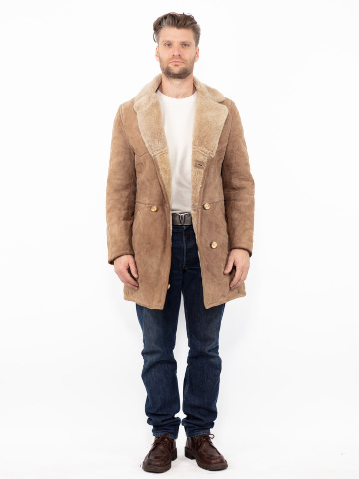 Vintage 70's Men Sheepskin Coat in BeigeZ2629