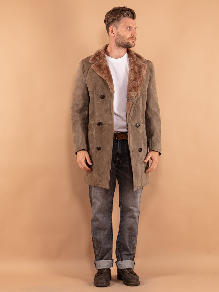 Vintage 70's Men Sheepskin Coat in Beige
