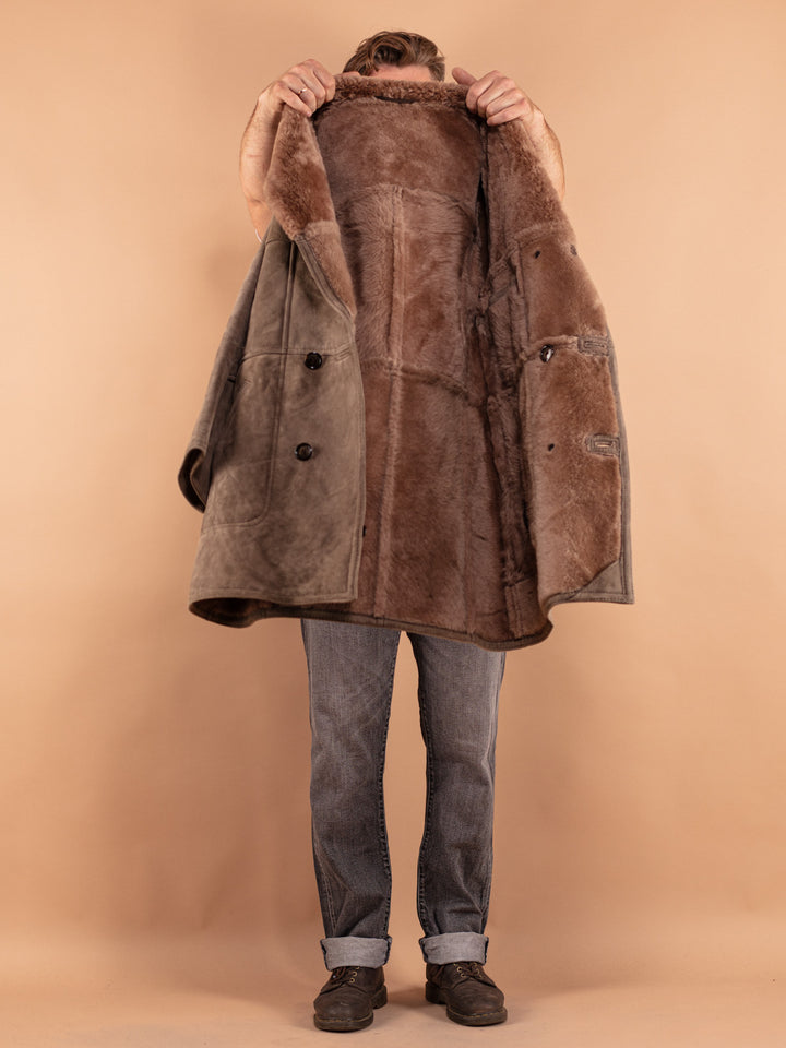 Vintage 70's Men Sheepskin Coat in Beige