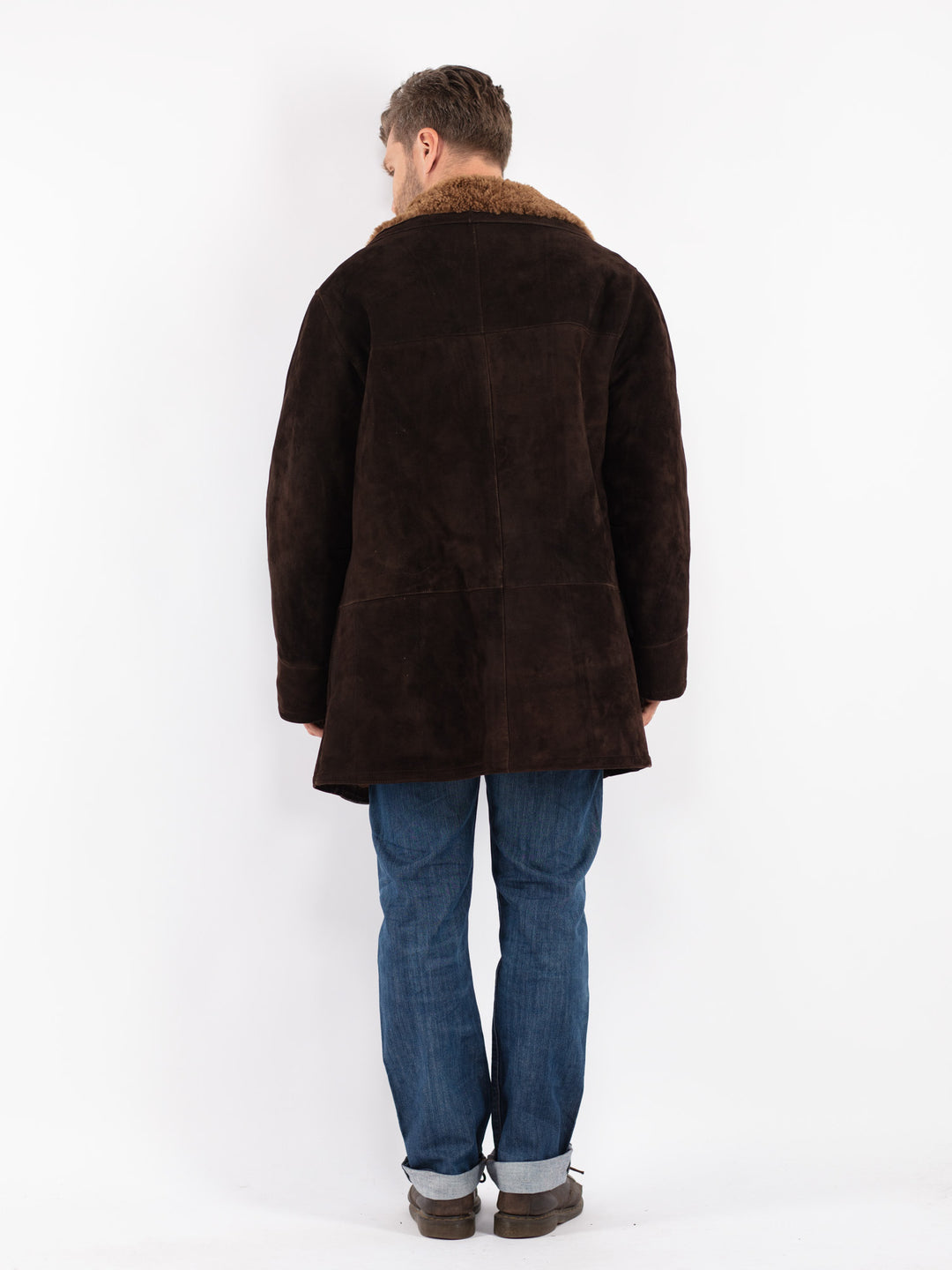 Vintage Men Sheepskin Coat in Brown