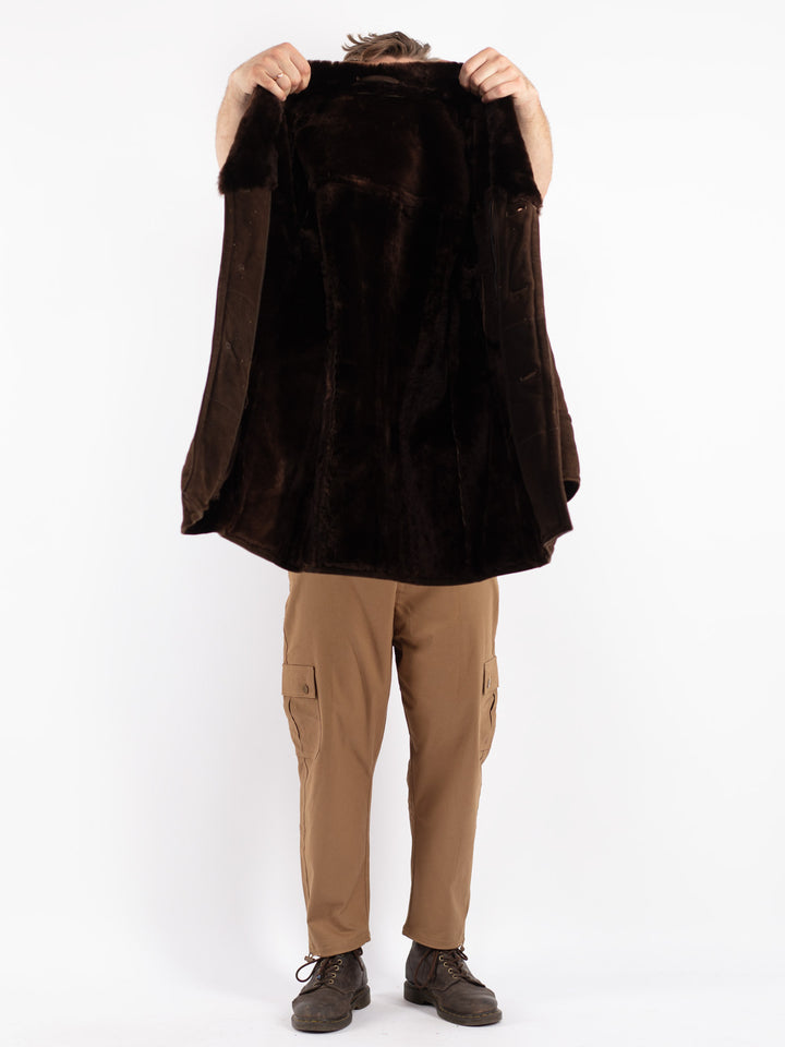 Vintage 70's Men Sheepskin Coat in Brown