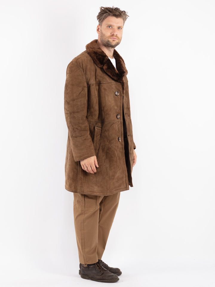 Vintage 70's Men Sheepskin Coat in Brown