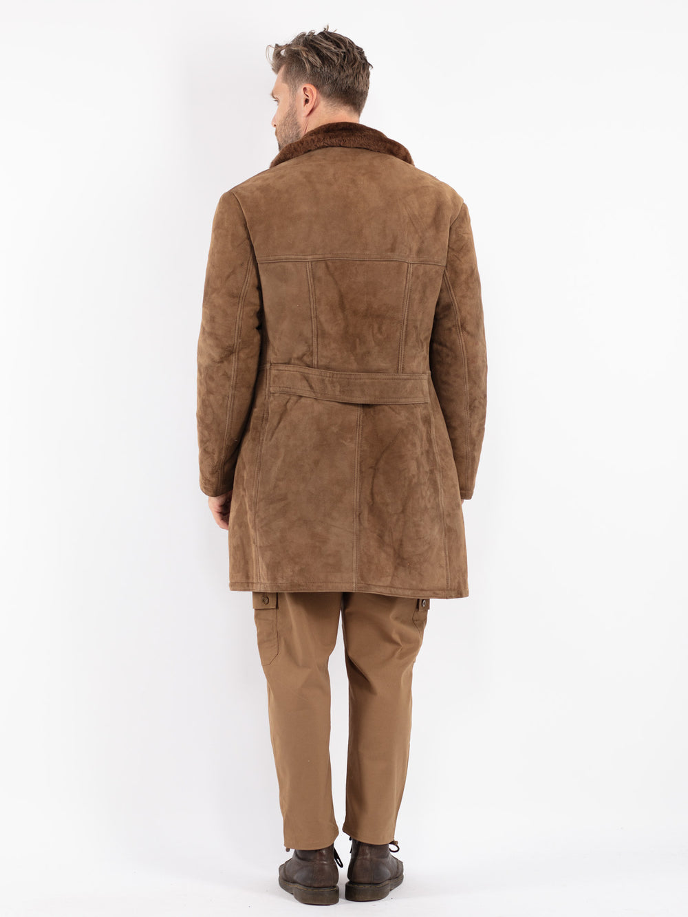 Vintage 70's Men Sheepskin Coat in Brown