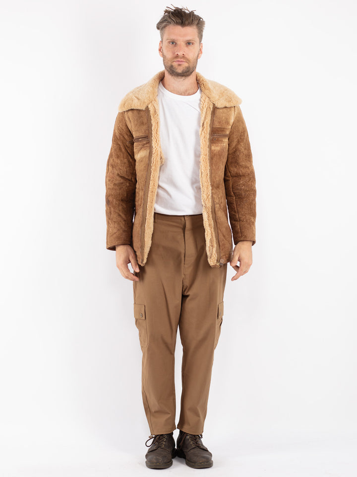 Vintage 70's Men Sheepskin Coat in Brown