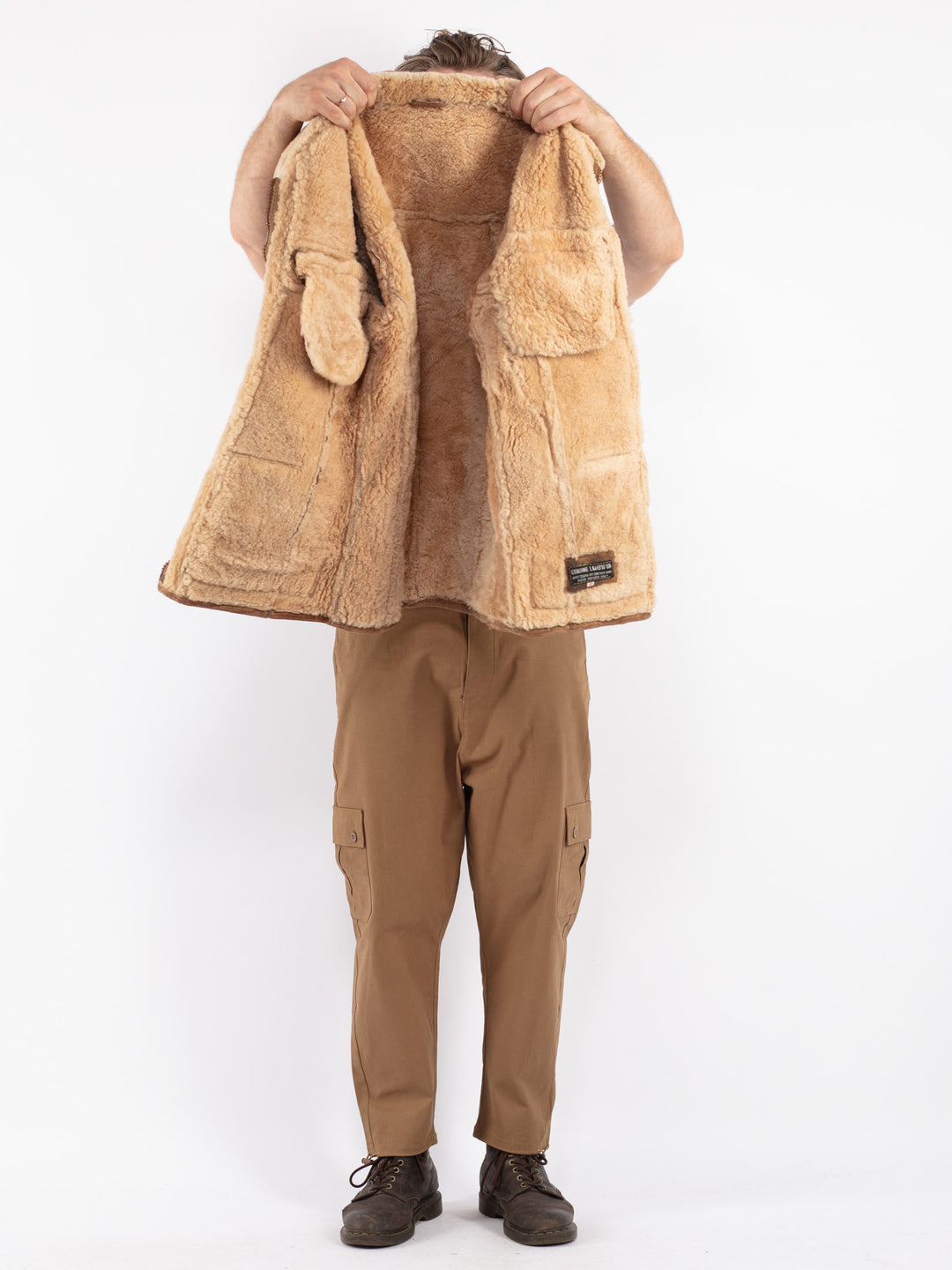Vintage 70's Men Sheepskin Coat in Brown
