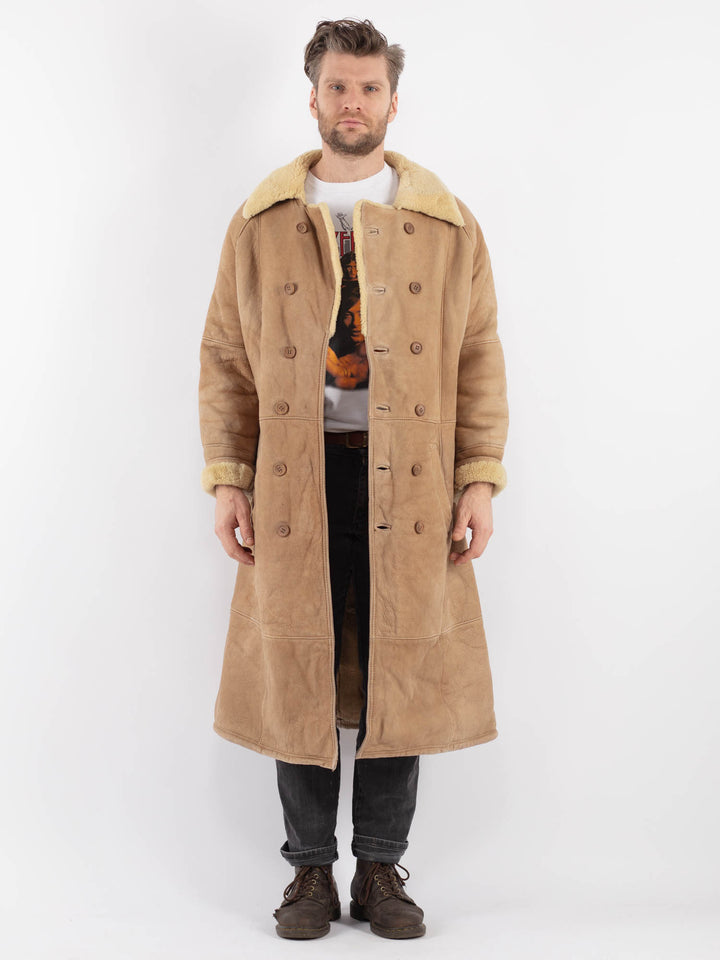Vintage 70's Men Sheepskin Coat in BeigeZ622