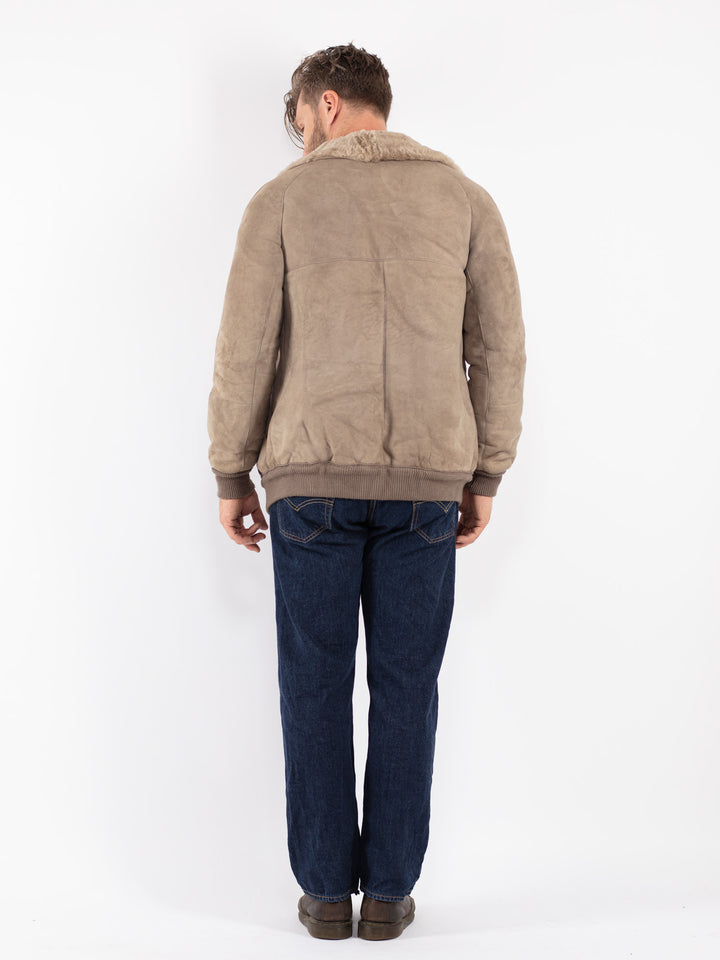 Vintage 70's Men Sheepskin Jacket in Beige