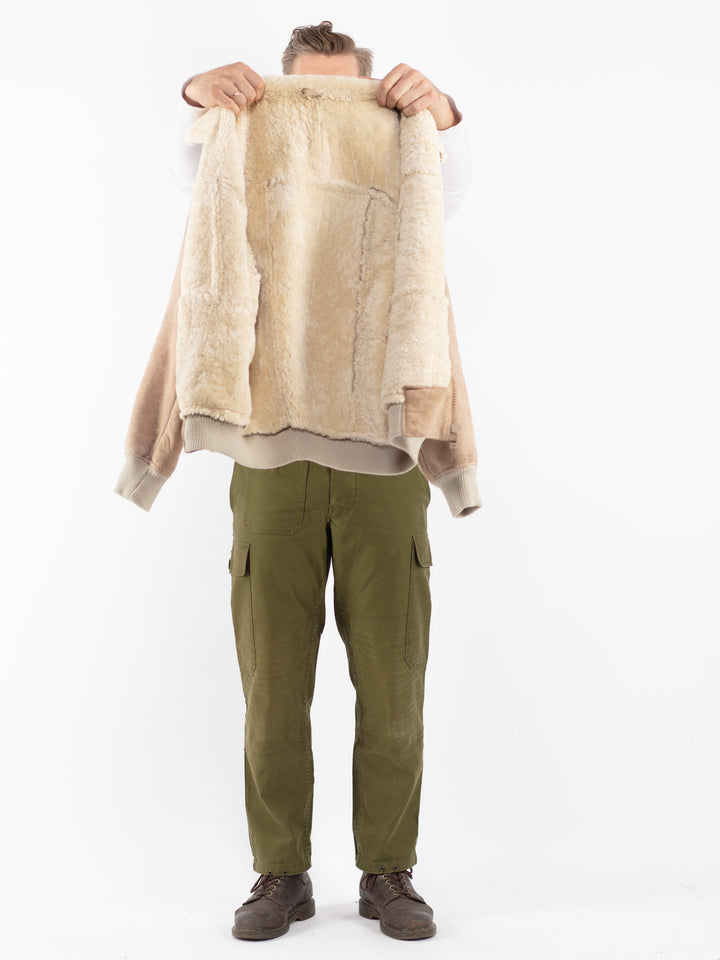 Vintage 70's Men Sheepskin Jacket in Beige