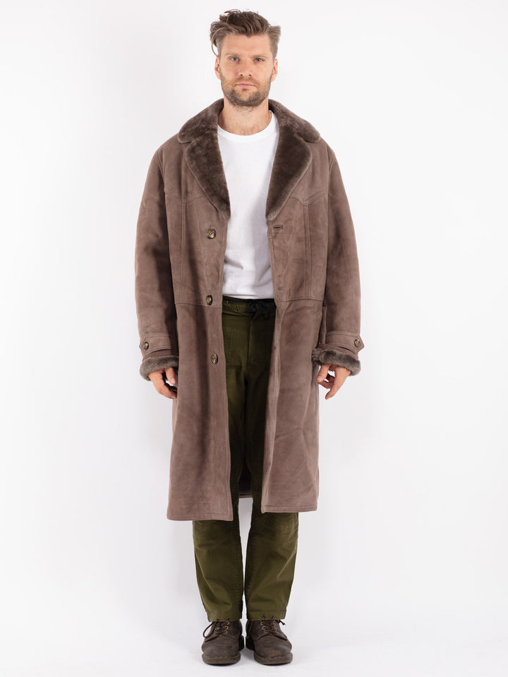 Vintage 70's Men Sheepskin Coat in Brown