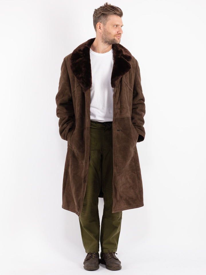 Vintage 70's Men Sheepskin Coat in Brown