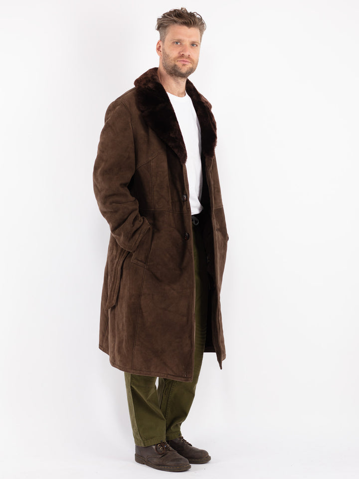 Vintage 70's Men Sheepskin Coat in Brown
