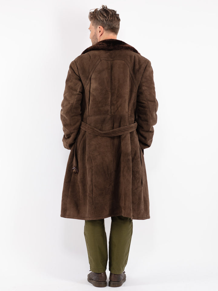 Vintage 70's Men Sheepskin Coat in Brown