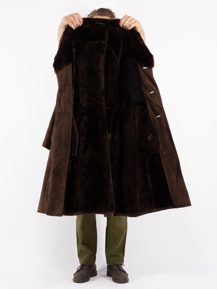 Vintage 70's Men Sheepskin Coat in Brown