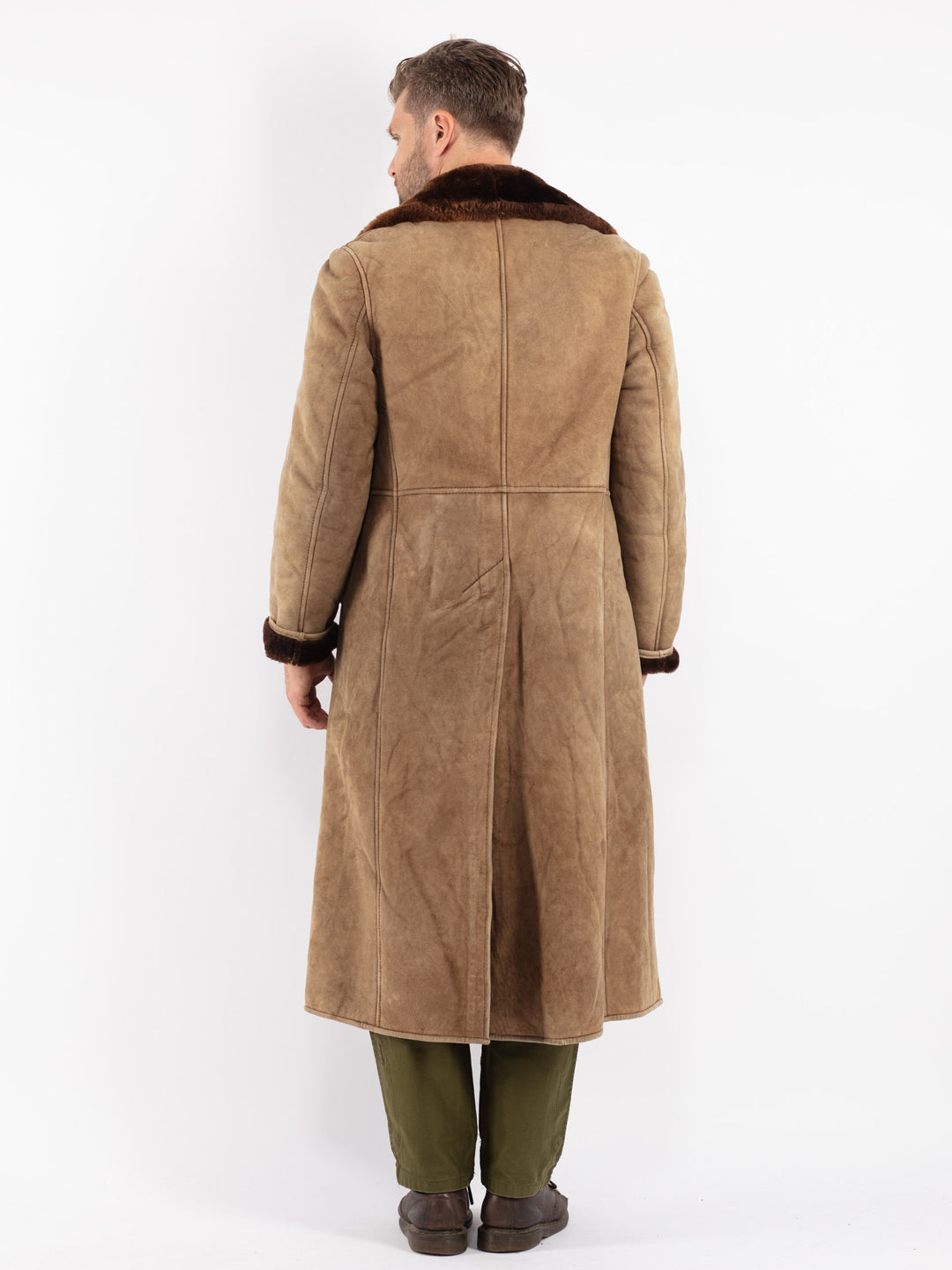 Vintage 70's Men Sheepskin Coat in Beige