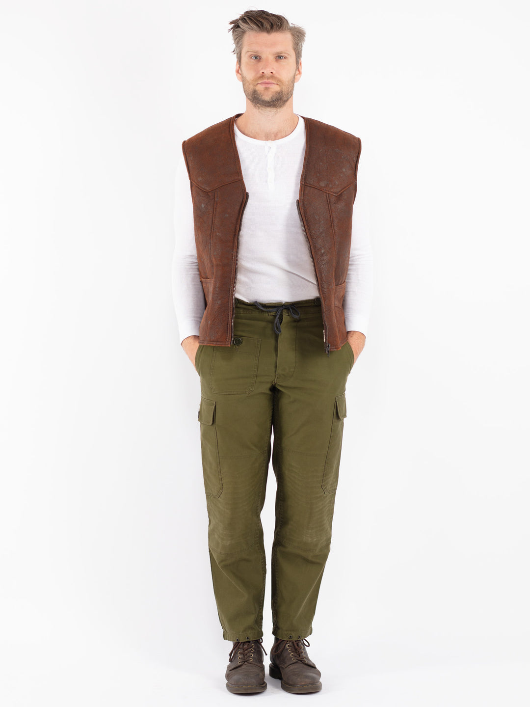 Vintage 70's Men Sheepskin Vest in Brown