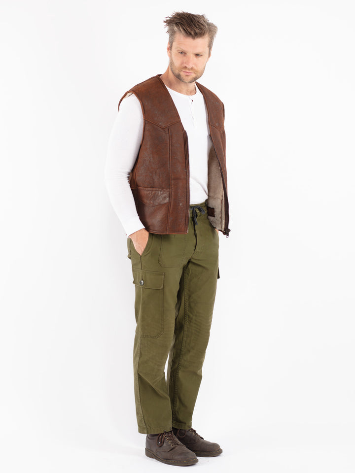 Vintage 70's Men Sheepskin Vest in Brown