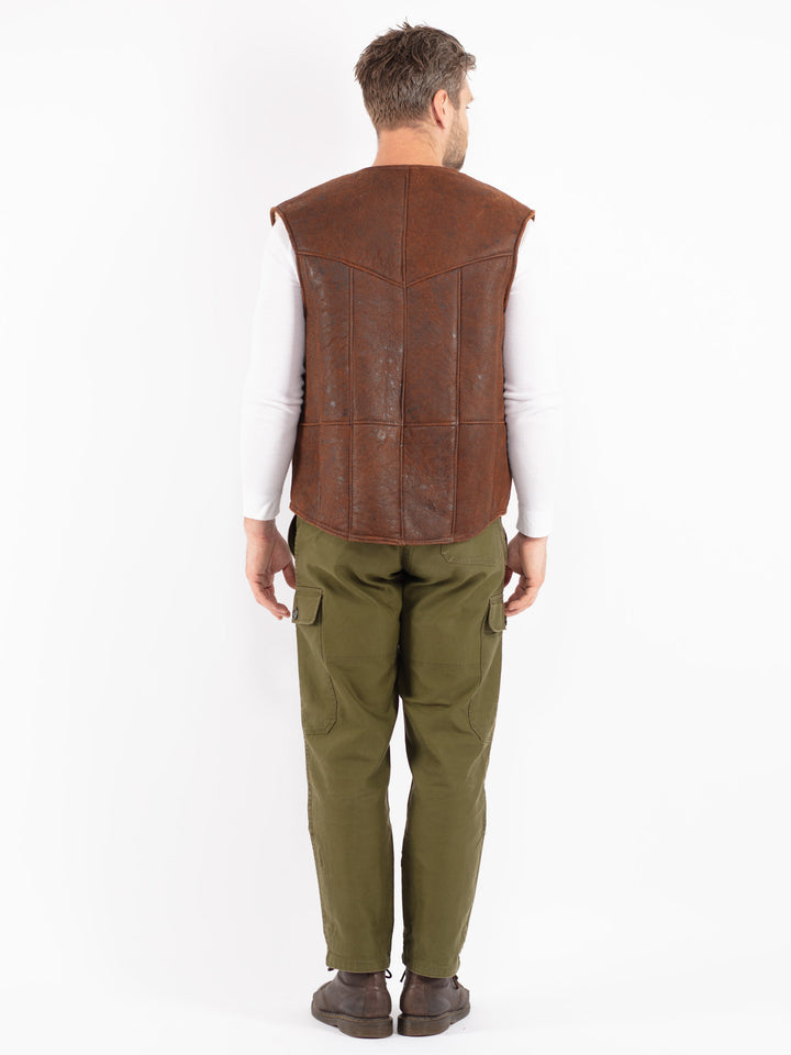 Vintage 70's Men Sheepskin Vest in Brown
