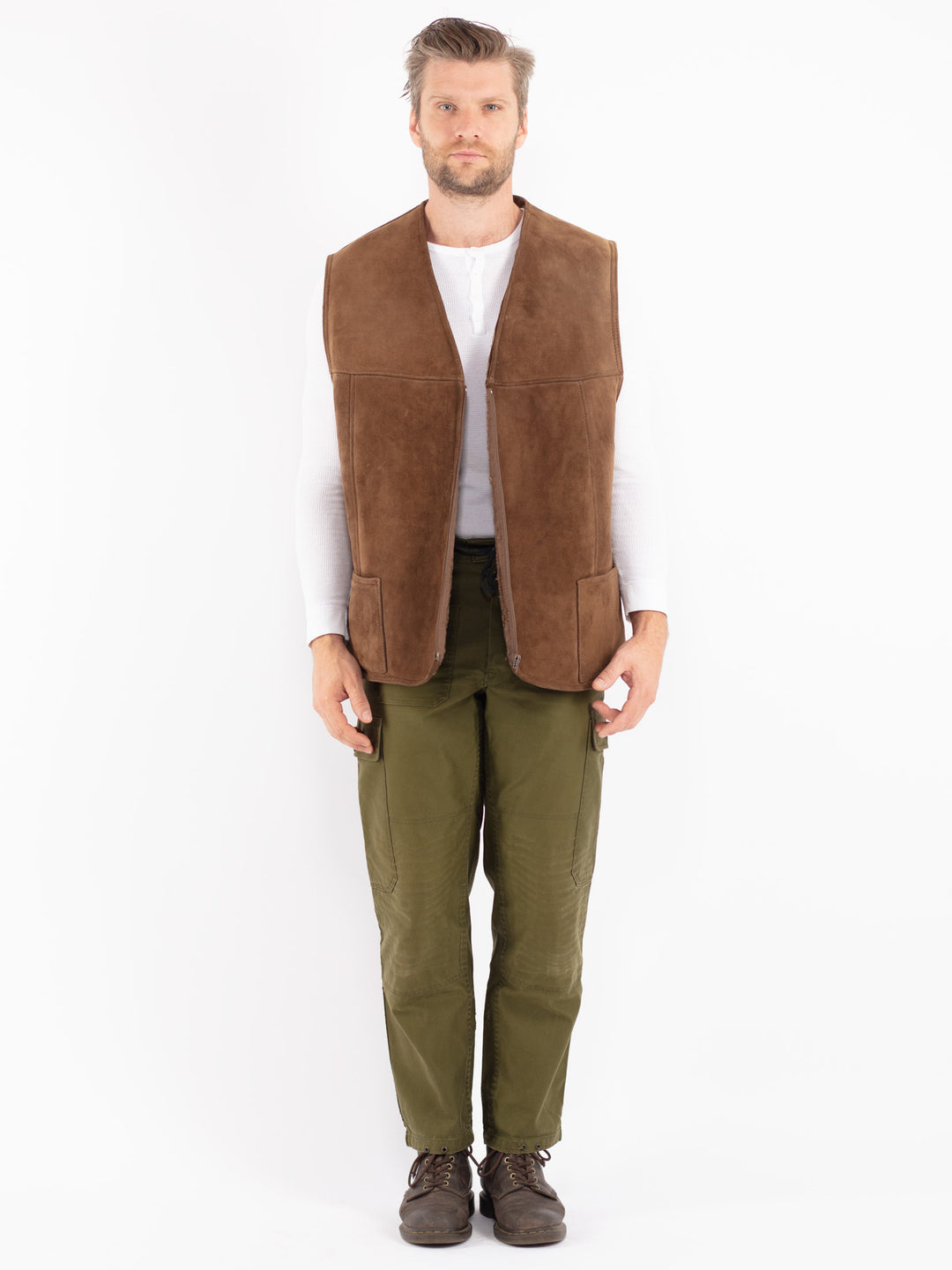 Vintage 70's Men Sheepskin Vest in Brown
