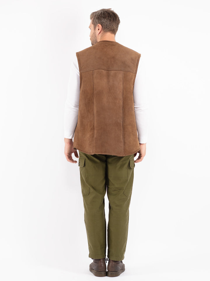 Vintage 70's Men Sheepskin Vest in Brown