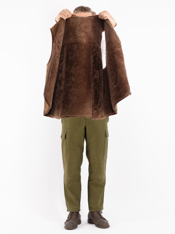 Vintage 70's Men Sheepskin Vest in Brown