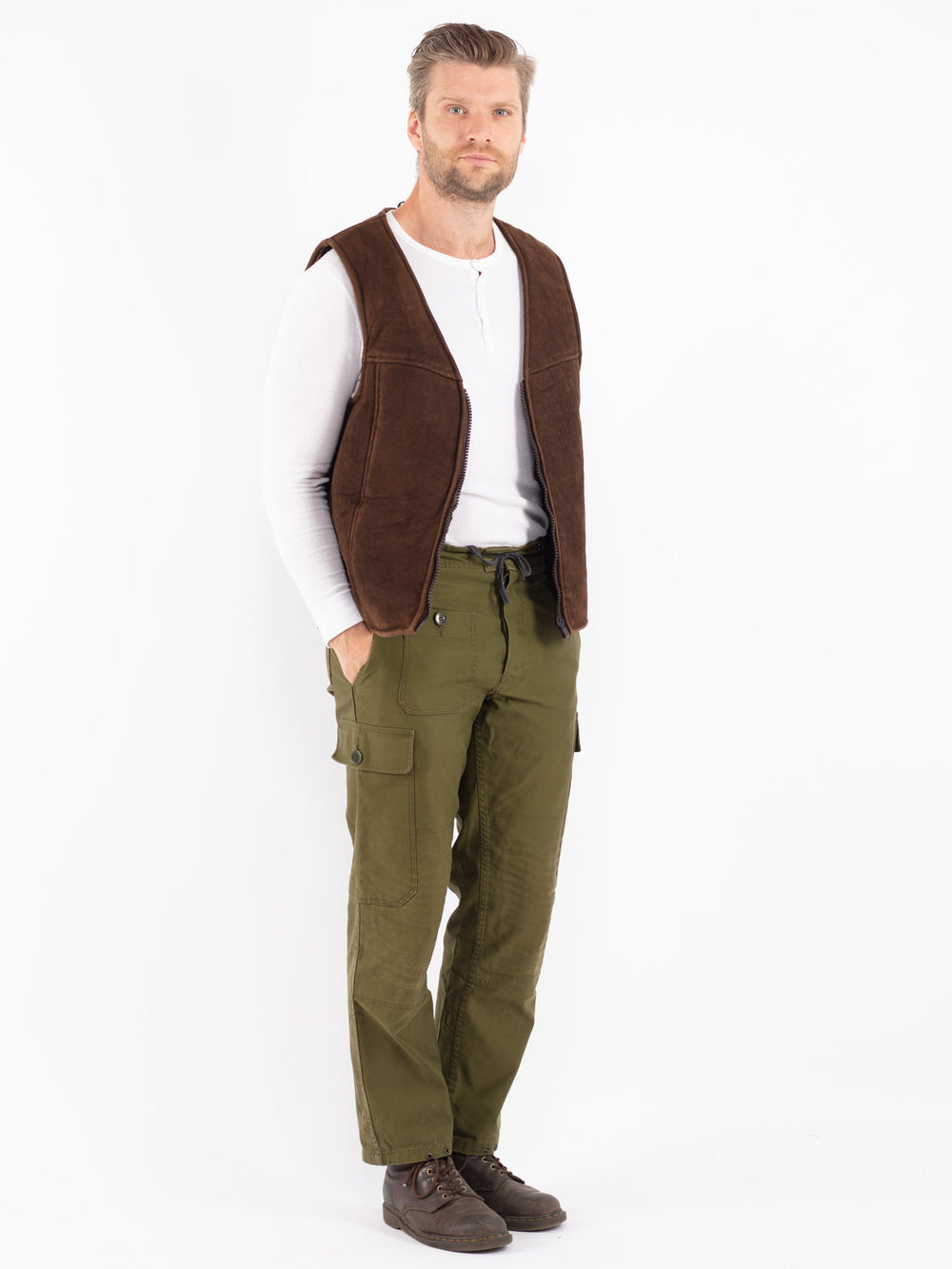 Vintage 70's Men Sheepskin Vest in Brown