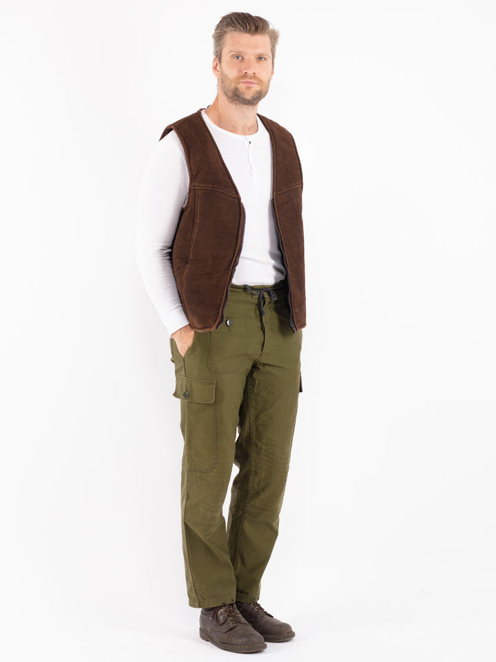 Vintage 70's Men Sheepskin Vest in Brown