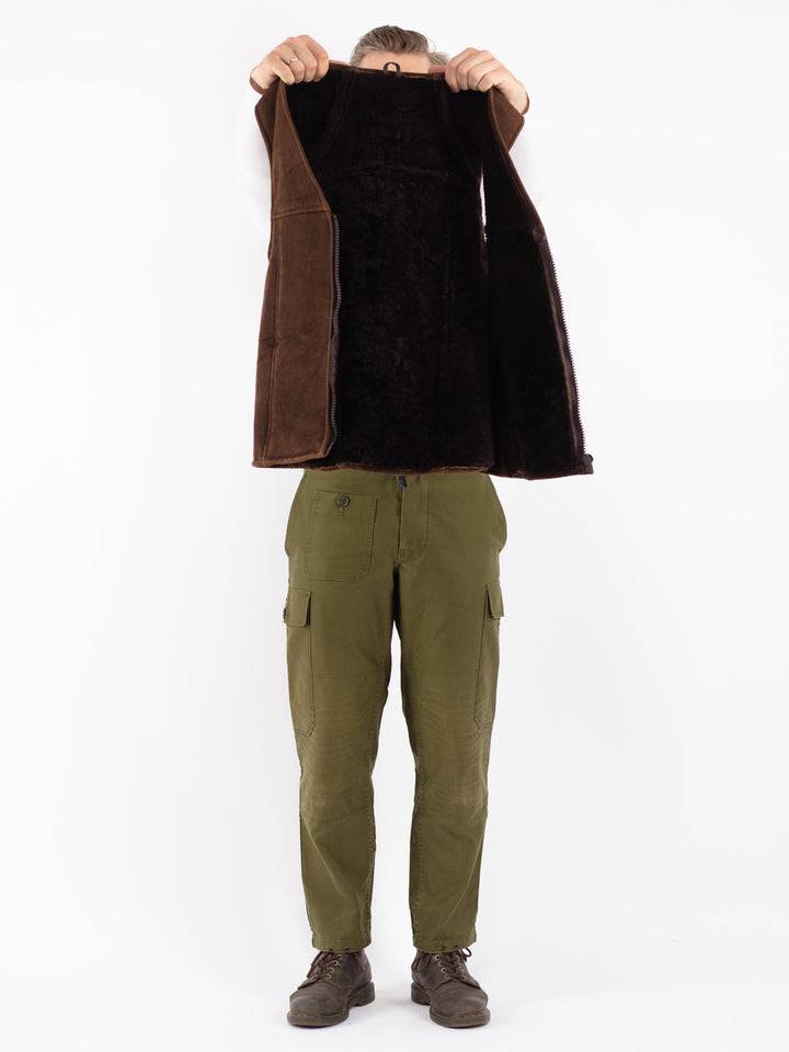 Vintage 70's Men Sheepskin Vest in Brown