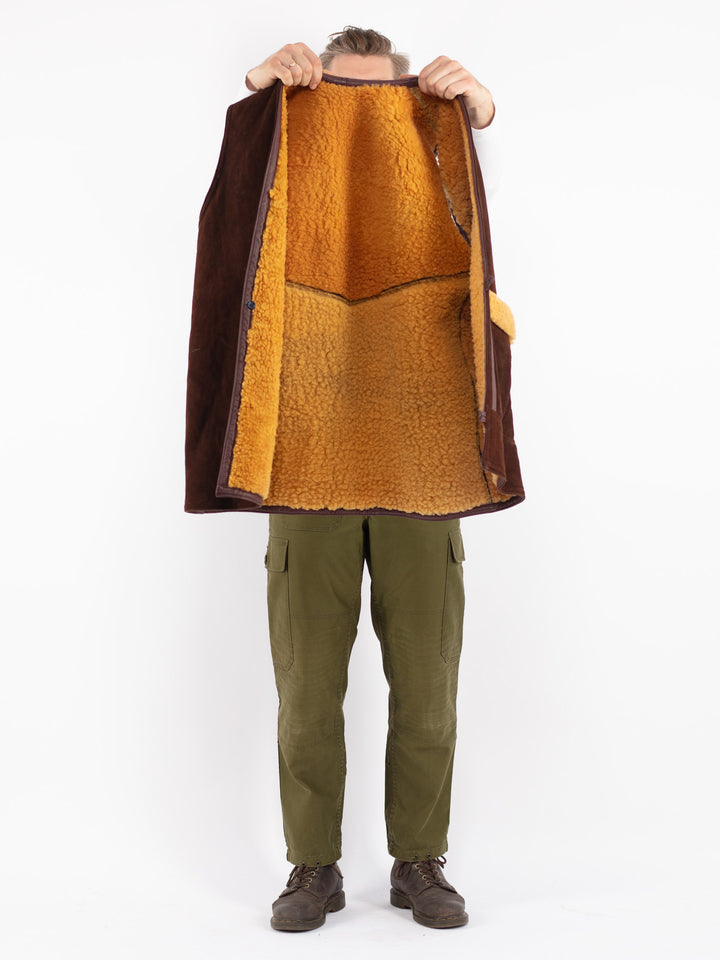 Vintage 70's Men Sheepskin Vest in Brown