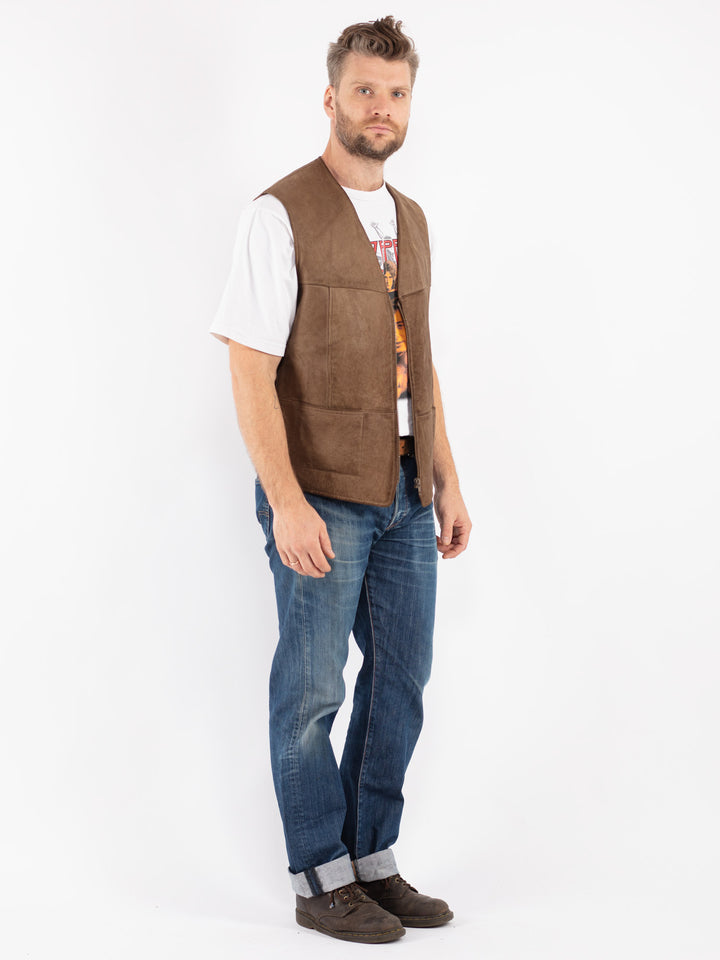 Vintage 70's Men Sheepskin Vest in Beige