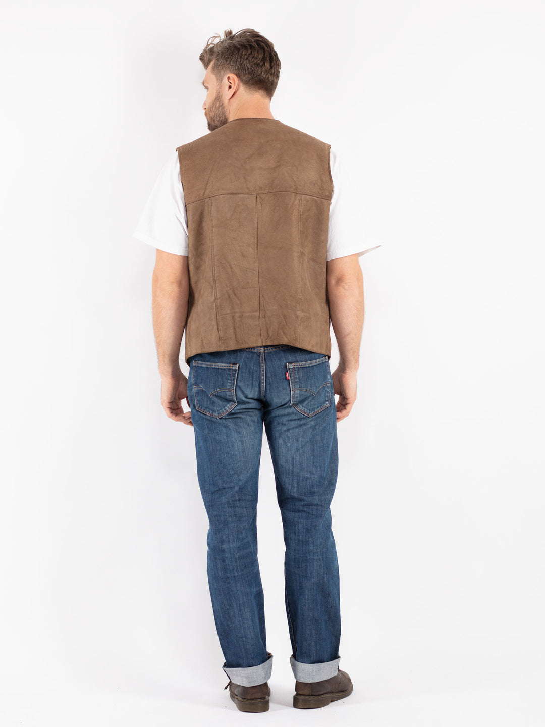Vintage 70's Men Sheepskin Vest in Beige