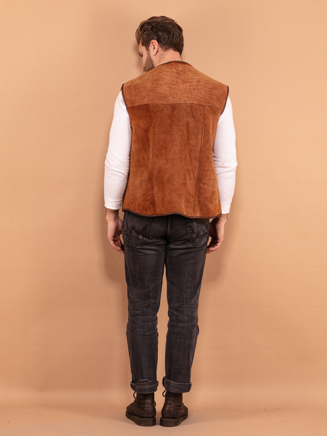 Vintage 70's Men Sheepskin Vest in Brown