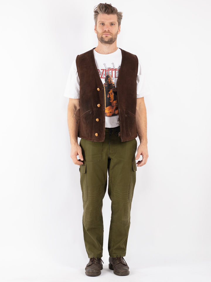 Vintage 70's Men Sheepskin Vest in Brown